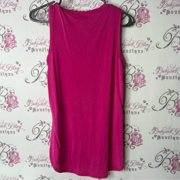 Tribal tank top Vneck flowy comfy bright Fuchsia V-Neck Tank Top - Picture 2 of 8